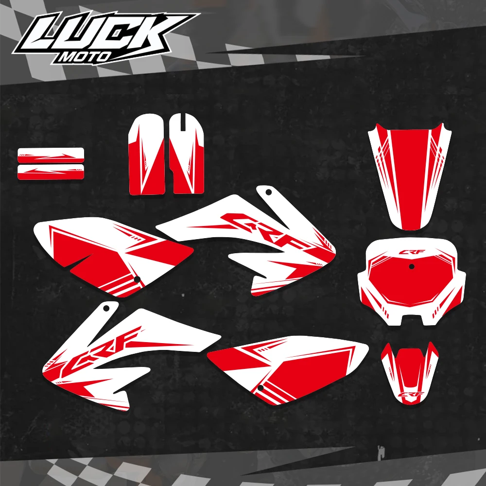 LUCKMOTO For Honda CRF70 CRF 70 2004 -2007 2008 2009 2010 Full Graphics Background Decals Stickers Motorcycle Protector Stickers