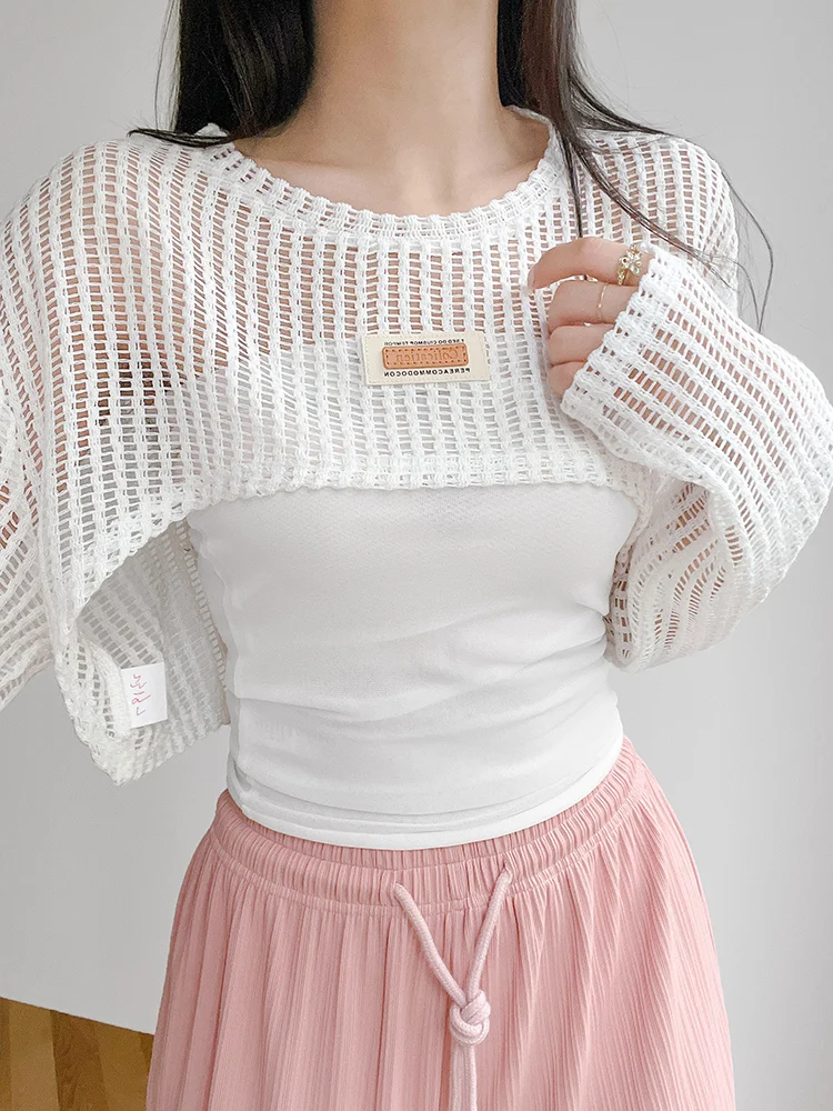 

Женская летняя сексуальная трикотажная футболка-топ Svel с вырезами, длинным рукавом, из ледяного шелка, для повседневной носки