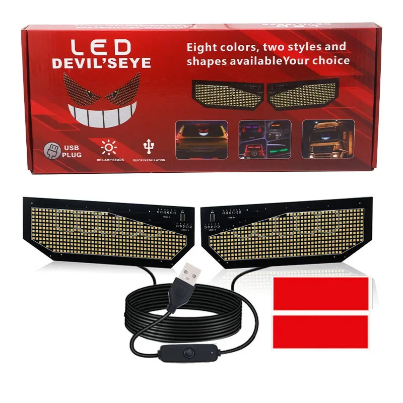 

Светодиодный автомобильный светильник Energetic Devil Eye — экран Emoji с питанием от USB для автоматического украшения, динамическое атмосферное освещение для грузовиков и автомобилей