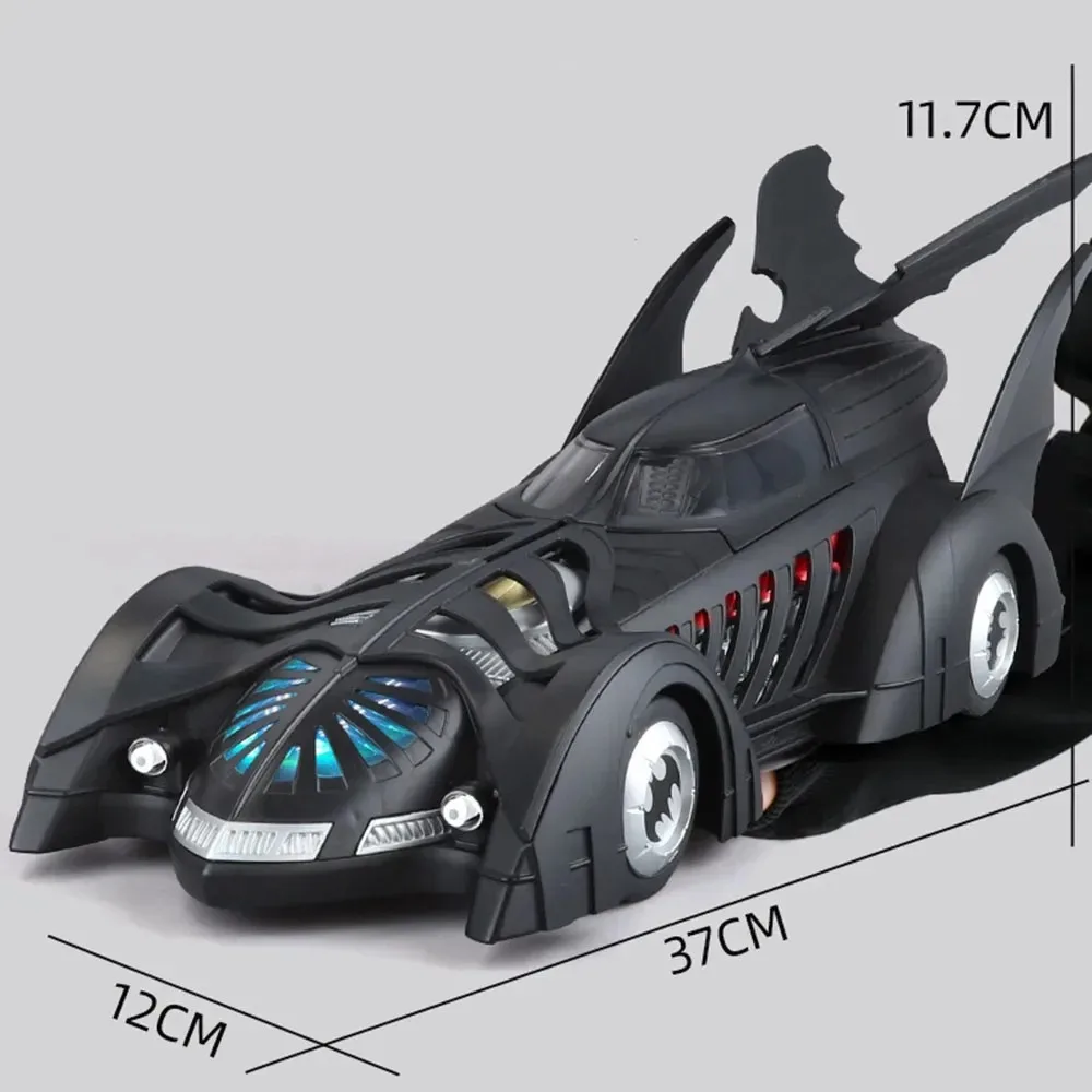 

1:18 Alloy Batmobile 1995 1989 Sports Car Model Toys Diecast Vehice Front Wheel Steering Sound Light Miniature Car Birthday Gift