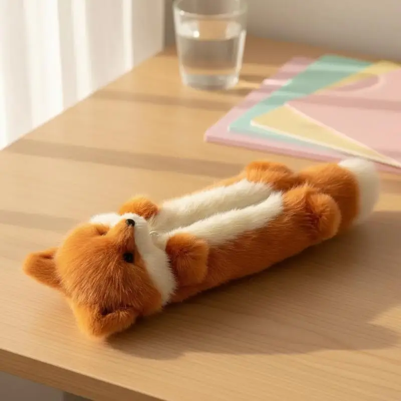 Plush Pencil Pouch with Animal Cartoon Design for Students Ideal for School Use 1PC