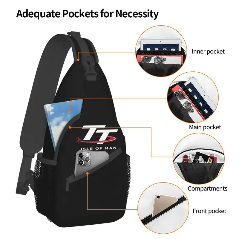 Isle Of Man TT Sling Crossbody Backpack Męska niestandardowa torba na ramię na klatkę piersiową do jazdy na rowerze Camping Daypack