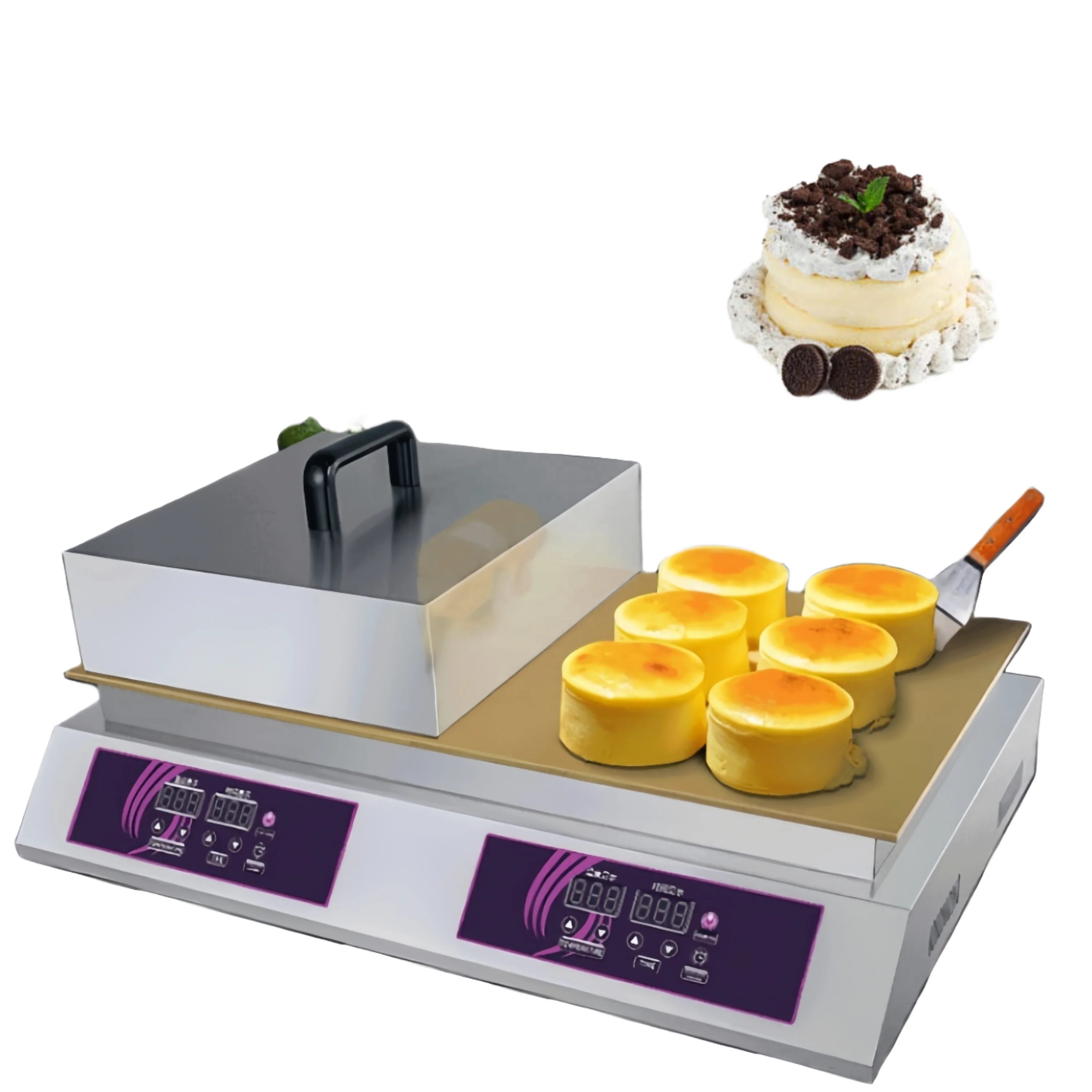 

New Commercial Stainless Steel Multi-Function Souffle Pancake Muffin Waffle Maker Digital Control Adjustable Thermostat Timer