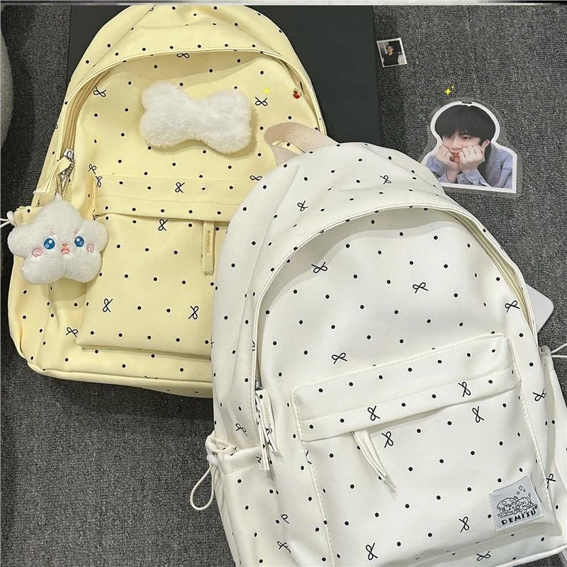 

Универсальная сумка с двойным плечом в горошек и эстетической ценностью для девочек младших классов средней школы, студентов