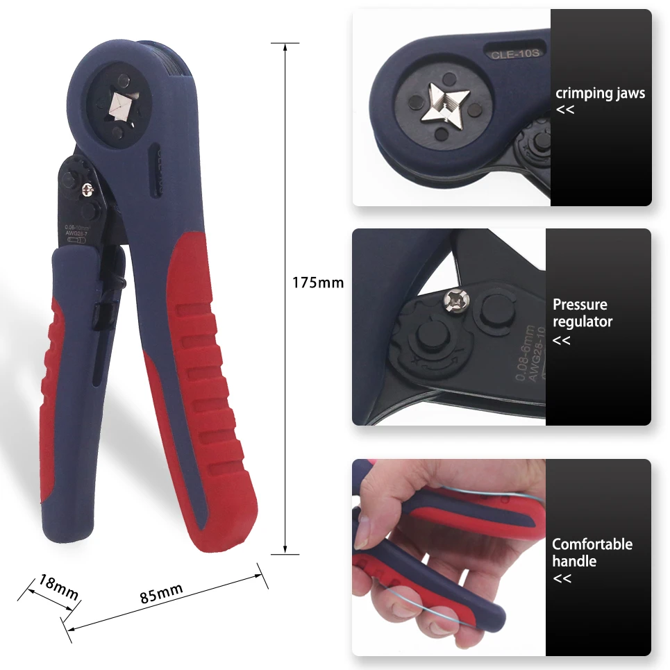 Tube Bootlace VE&TE Terminals Crimping Pliers & Terminal Set Min 0.08mm Hand Tools Electrician Crimper HSC8 6-6 10S