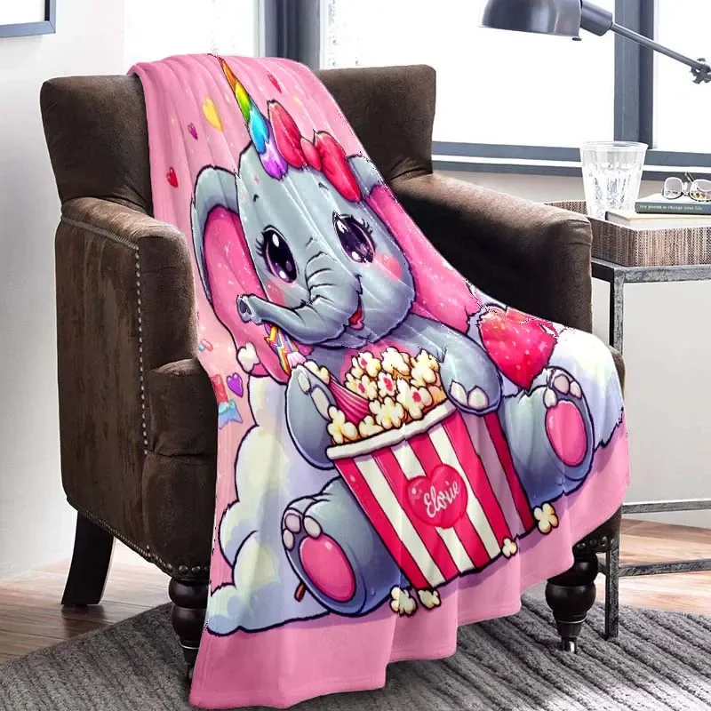 Printing Cartoon Cute Elephant Blanket Is Suitable for The Cute Soft Flange Blanket Gift of The Sofa
