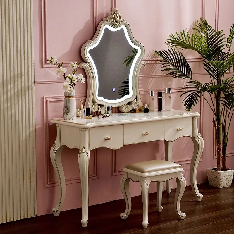 

/Bedroom Makeup Vanity Table Mirror Chair Storage Drawers Dressing Table Mobile Luxury Comoda Pra Quarto Lounge Suite Furniture