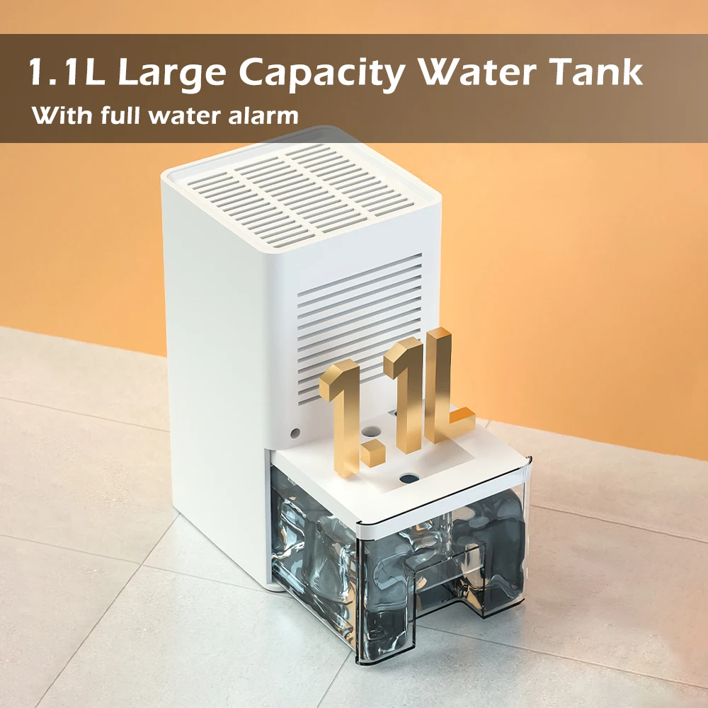 Mini Air Dehumidifier 1.1L Electric Dehumidifiers Ultra Quiet Moisture Absorbent Dehumidifier 25W Auto-Off for Home Room OfficeP image 5