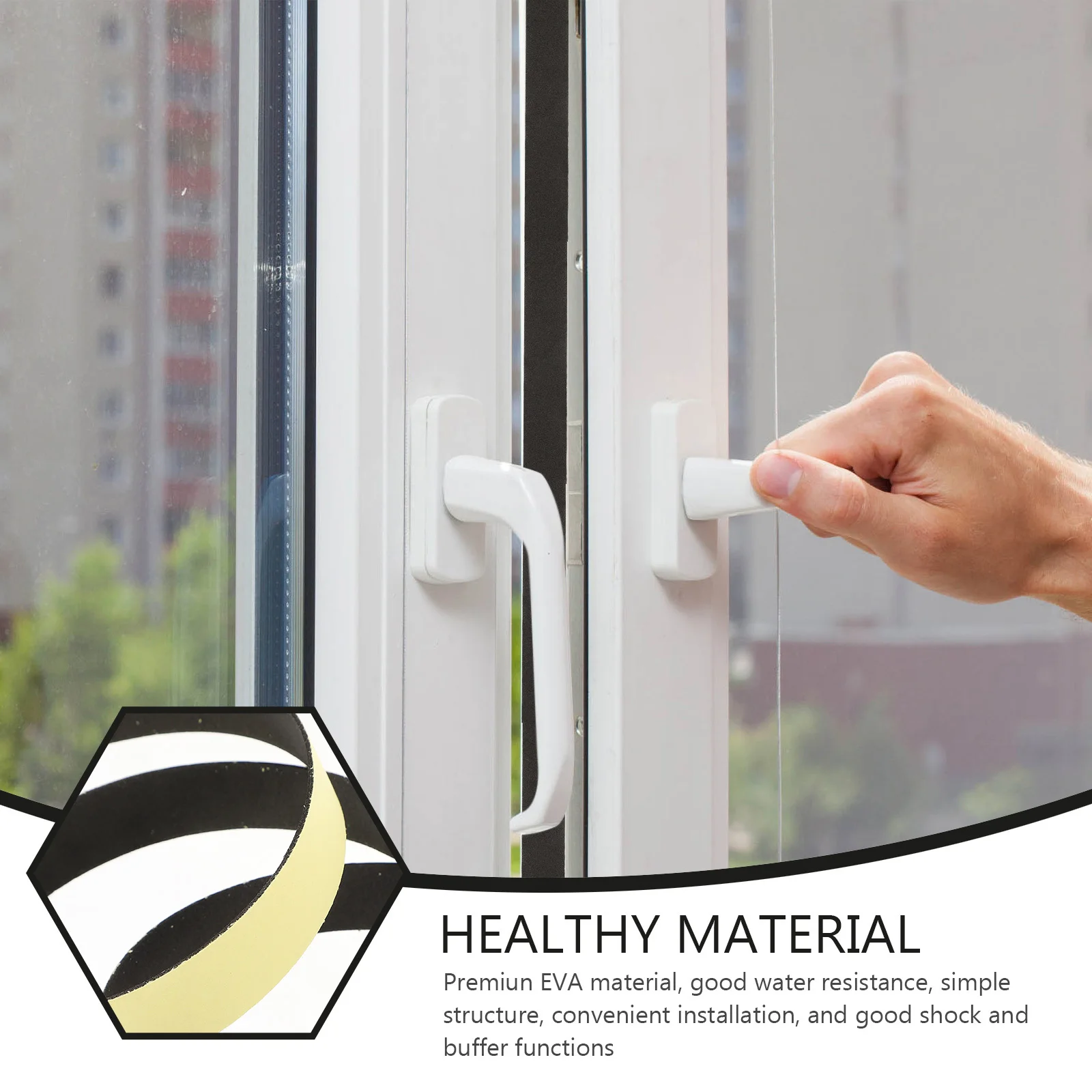 

2 Rolls Shockproof Thick Foam Tape Diy Sealing Sticker For Windows Doors Anti-Collision Window Door Seal Strip Eva Sponge Tape