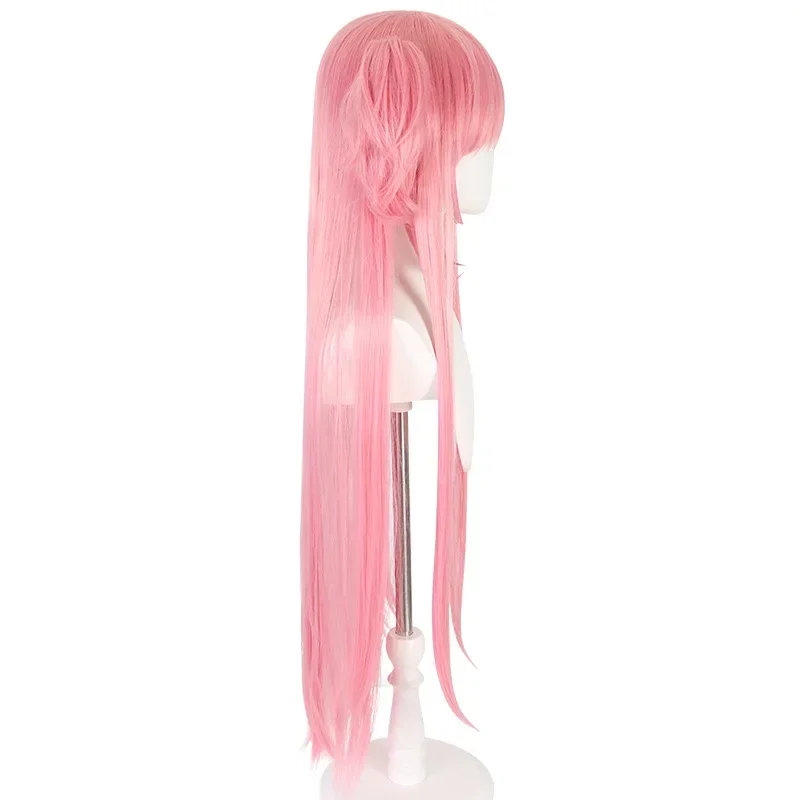 Madoka Magica Cosplay Wig Pink With Bangs Synthetic Long Straight Wig Ultimate Mdoka Double Ponytail Cosplay Magical Girl Wig