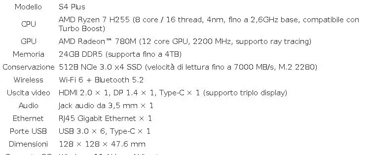 SOYO S4 PLUS Mini PC AMD Ryzen 7 H255 LPDDR5 24GB RAM 512GB PCIe3.0 NVMe SSD WiFi6 BT5.2 8K HD Display Output DIY Gaming Desktop Computer Compact Small Host for Home Office Entertainment Business Use