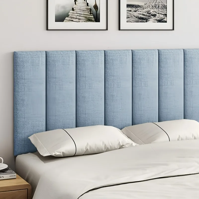 Upholstered Anti Collision Self Adhesive Cushion Faux Linen Wall Stickers Soft Decoration Panels Headboard Background Wall Decor