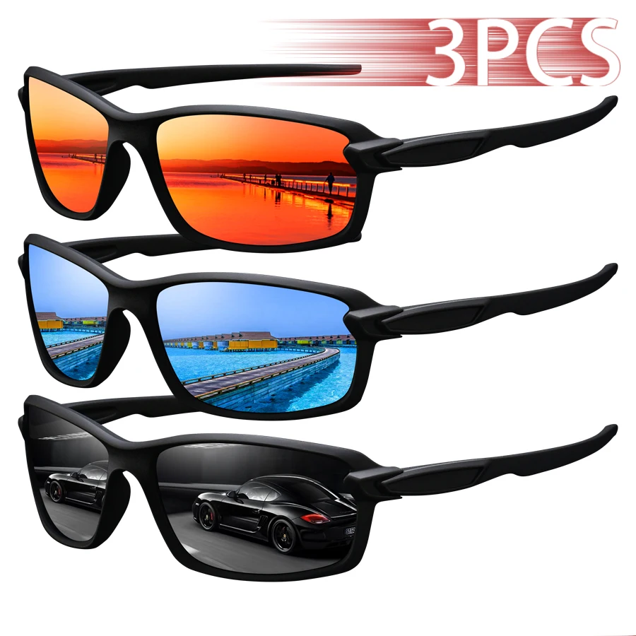 3 قطع أزياء خمر القيادة الصيد الدراجات نظارات شمسية رياضية الرجال النساء تشغيل تسلق الجبال الرياضة نظارات شمسية UV400 نظارات