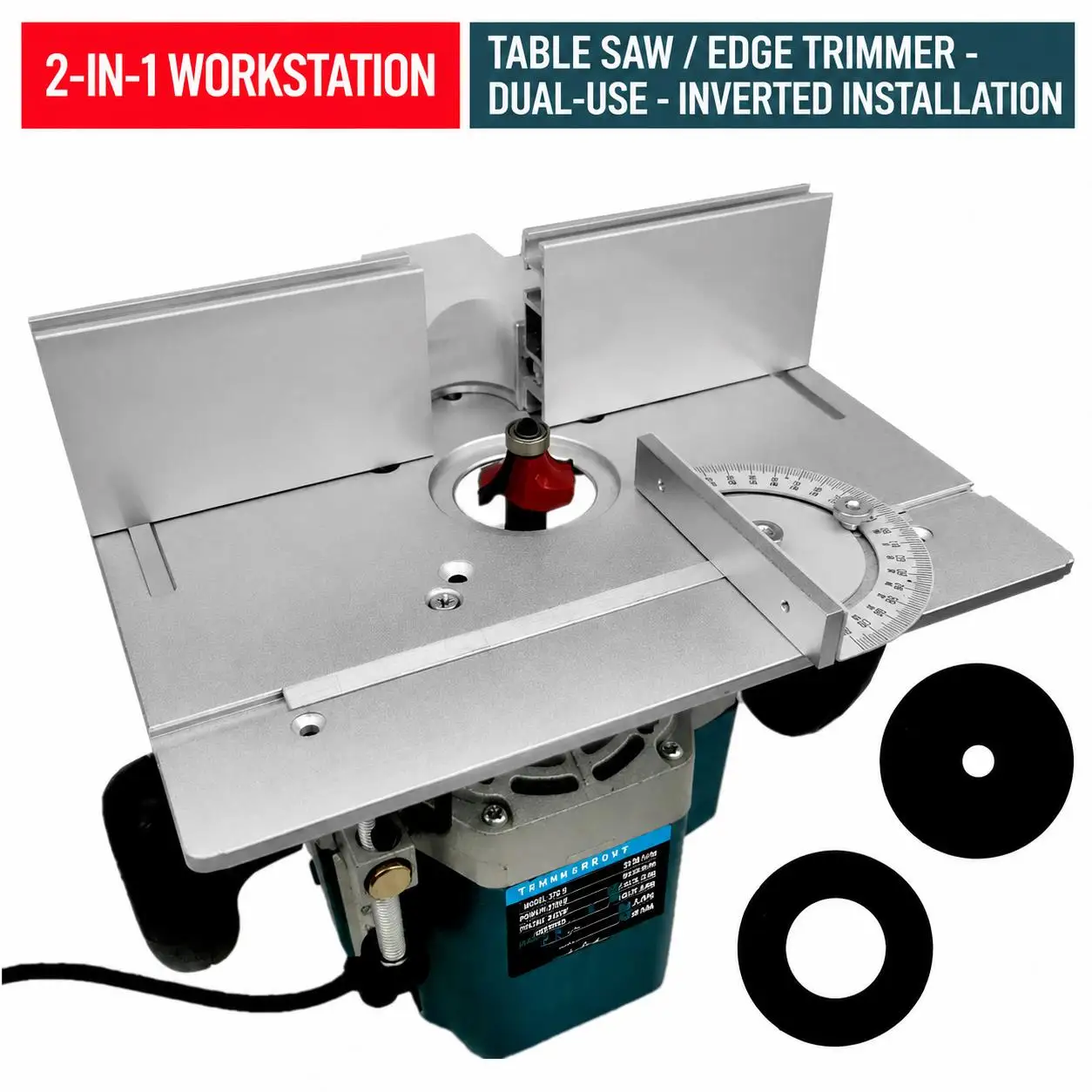 2 in 1 Large Gong Machine with Lid Bakelite Milling Trimming Machine Countertop Flip Chip Board Micro Table Saw Panel Push