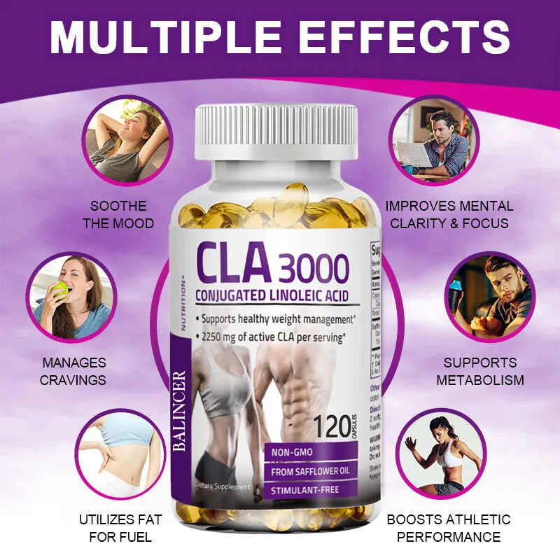 CLA 3000 Extra High Potency Supports Healthy Weight Management，Promote Blood Circulation and Strengthen Immune Function