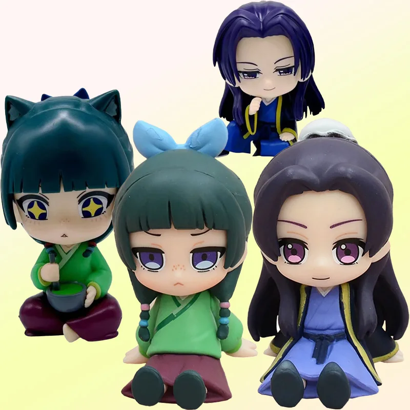 약사의 일기 마오마오 진시 미니 피규어 애니메이션 주변 상품 귀여운 앉아있는 장난감 데스크탑 자동차 장식 모델 선물 2개