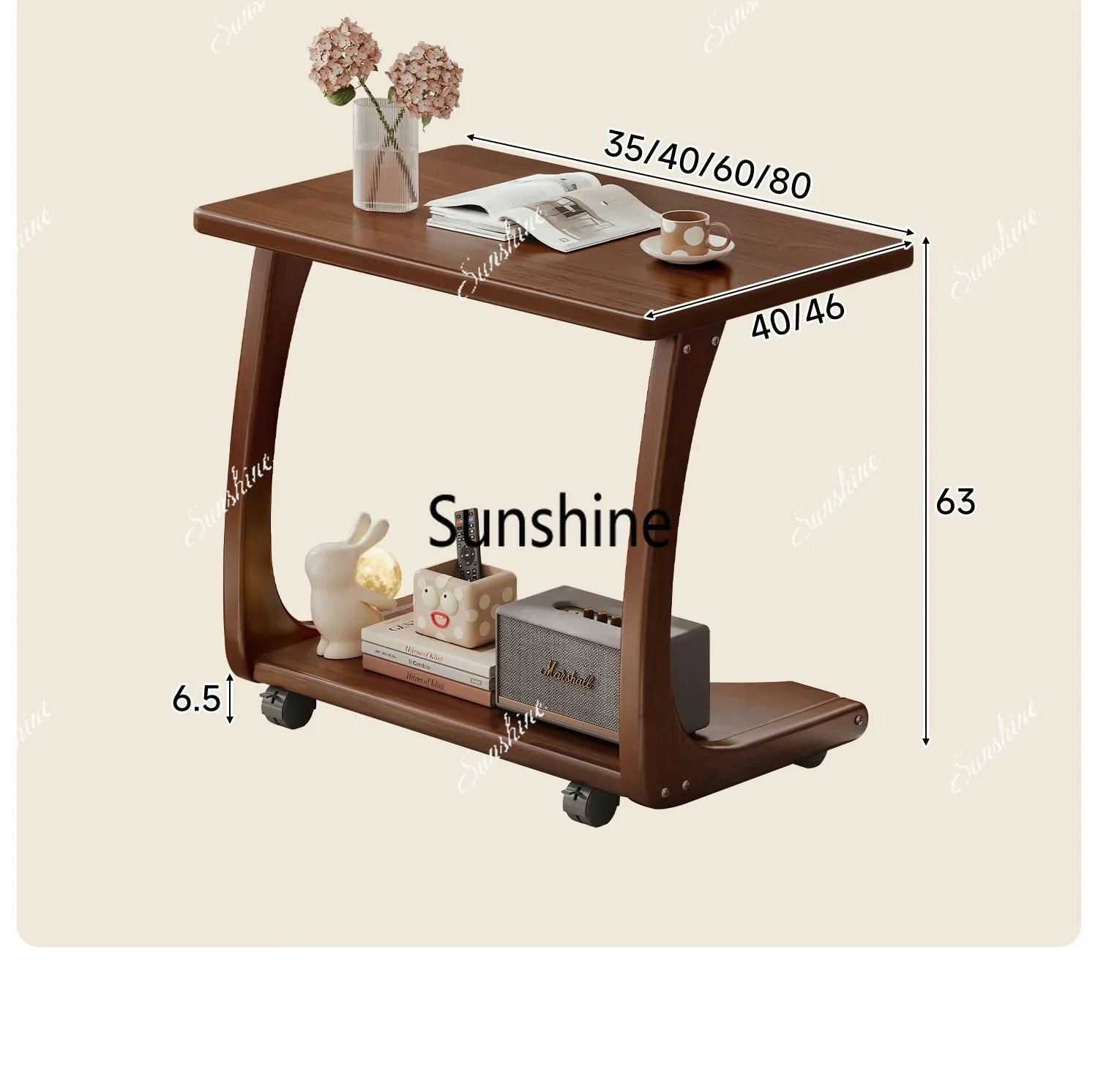 Solid wood sofa edge can be moved, side cabinet household living room small apartmentP