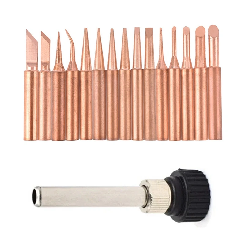 A83I-15Pcs/Lot Pure Copper Lead Free Soldering Iron Tips 900M-T Welding Heads For 936 Soldering Station Tool Kits