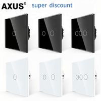 AXUS EU Touch Switch  AC100-240V Power LED 1/2/3 Gang Crystal Glass Panel Wall Lamp Light Switch Sensor Switches Interruttore