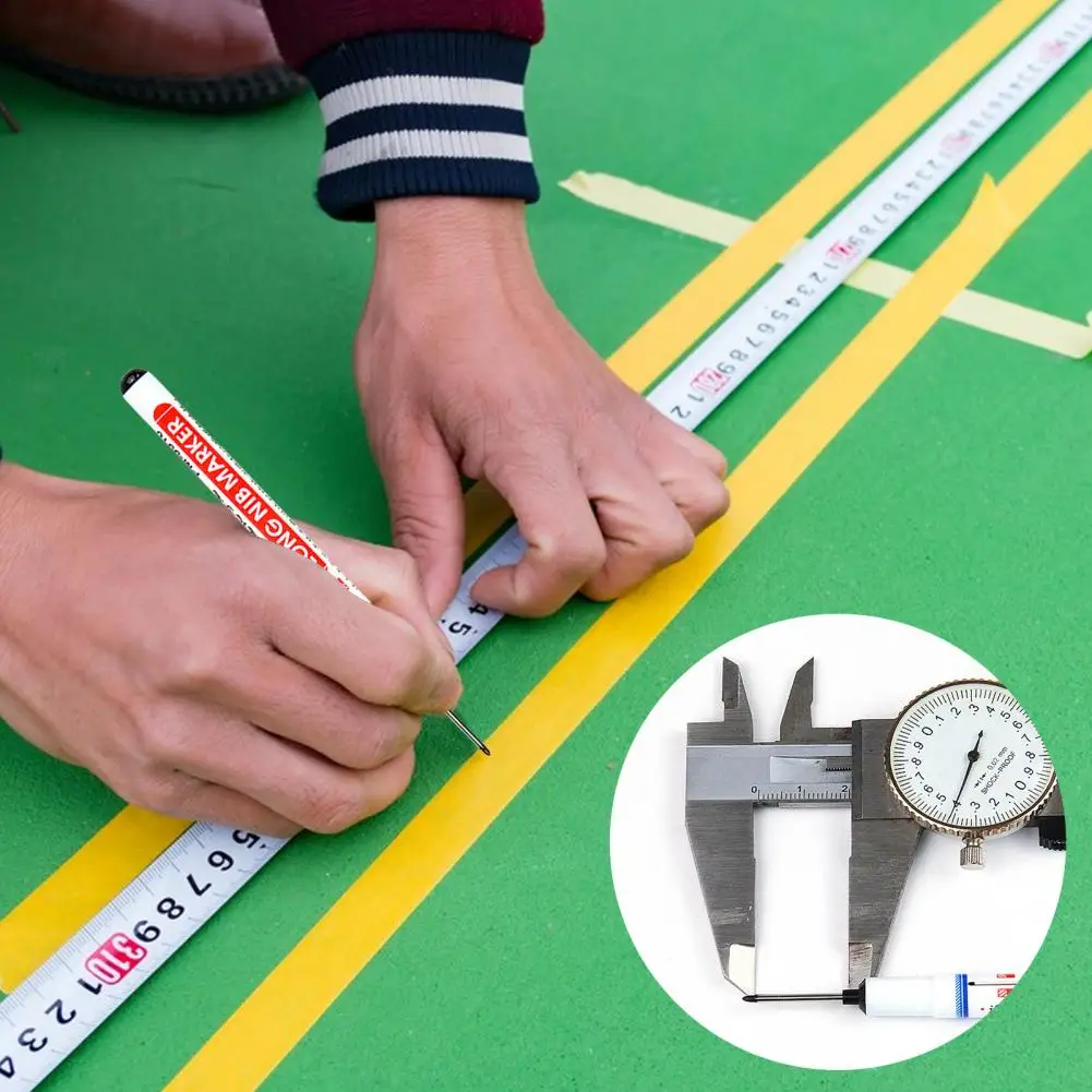 Pluma de carpintero de cabeza larga, marcador de azulejos de cerámica, resistente al agua, multiusos, decoración, agujero profundo, herramienta de carpintería, 2 piezas