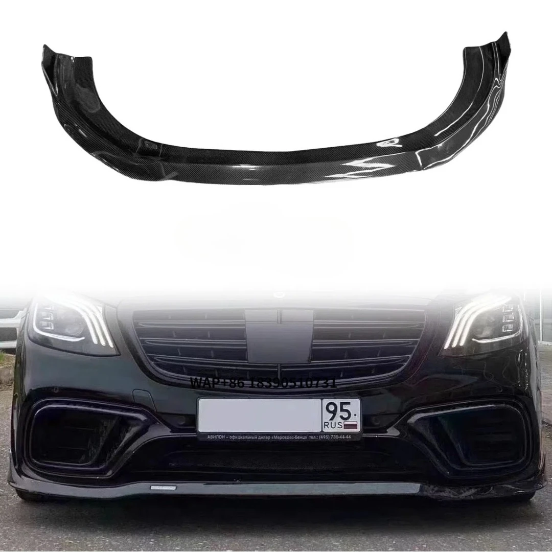 

S Class LCI W222 B Style Carbon Fiber Front Lip for Bodykit S63 S65 2017- 2020 Front Chin Anterior Lip