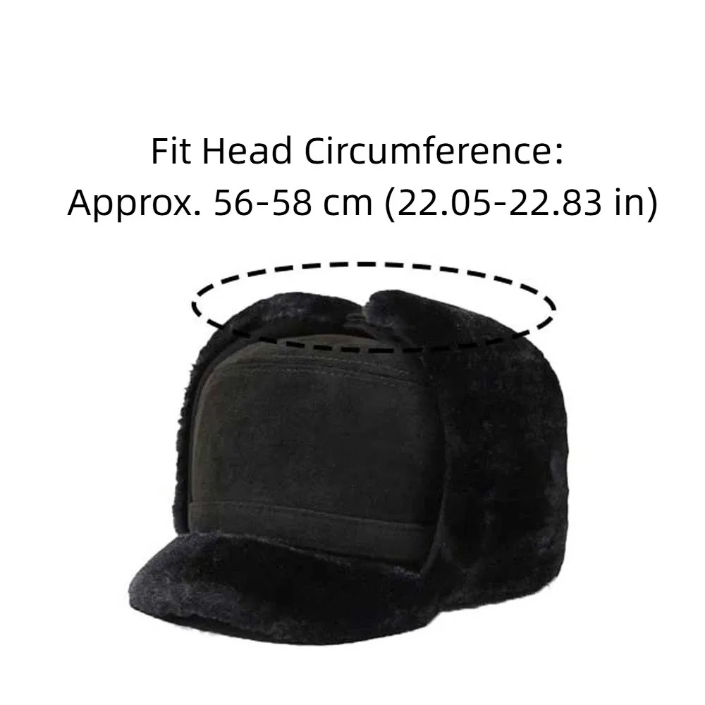 Verdickte Winter-Trapper-Mütze, thermisch isoliert, mit Ohrenklappen, flacher Oberseite, verstellbar, atmungsaktiv, mit Fleece gefüttert, für den Außenbereich. – Detail 1