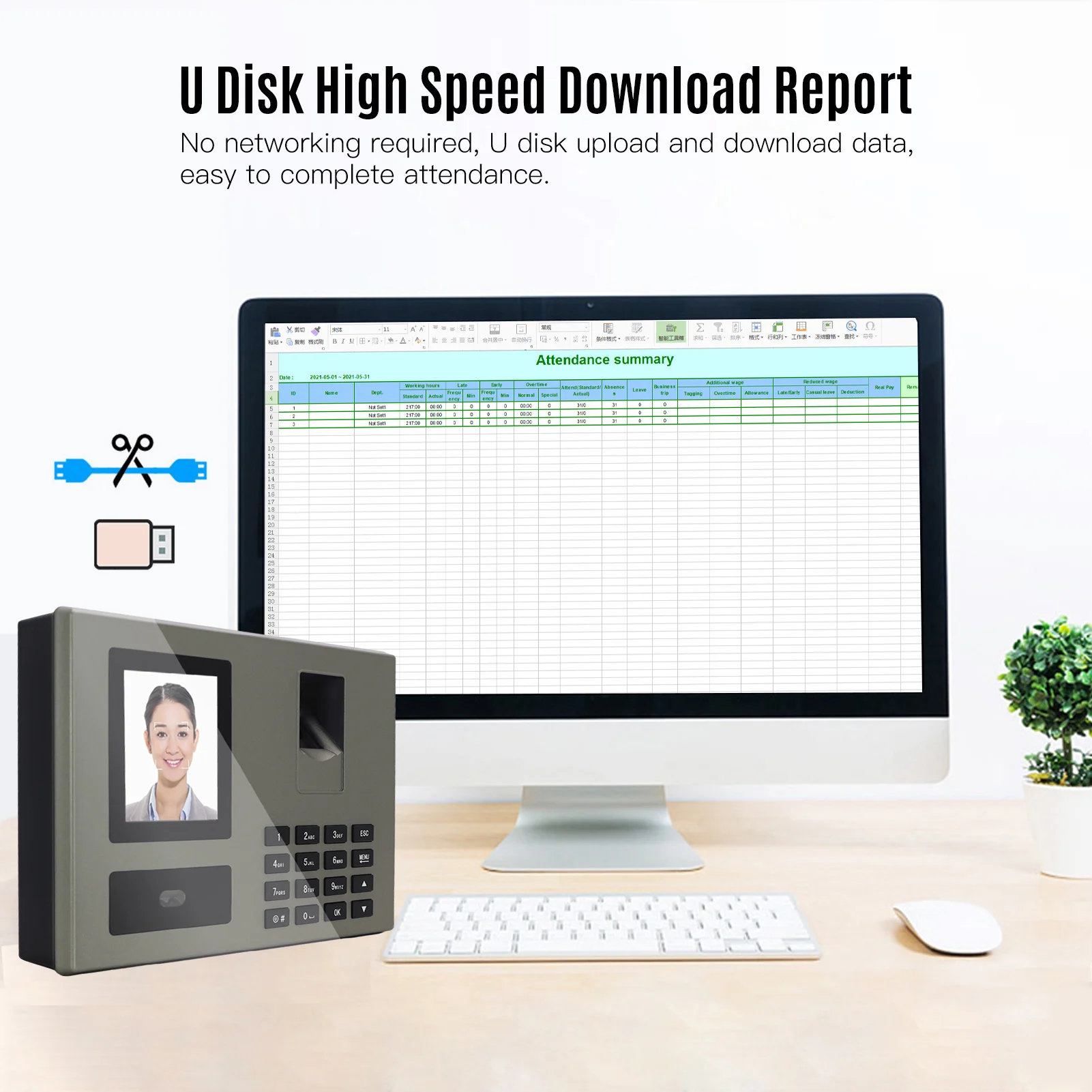 

Intelligent Face Biometric Fingerprint Password Employee Attendance Machine Checking-in Recorder 2.8 inch TFT Screen Infrared Du