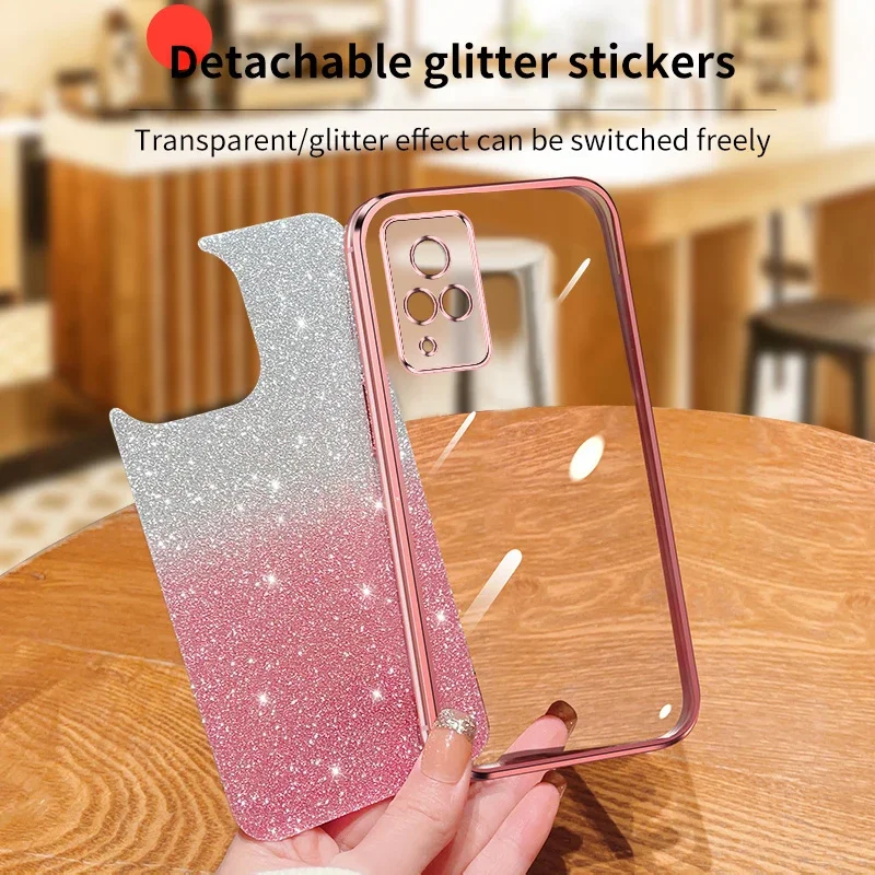 Electroplated Shiny Gradient Glitter Plating Case For vivo V20 V21 V21E V23 V23E V25E V27E V29E Y20 Y30 Y21Coque Soft Back Cover image 2