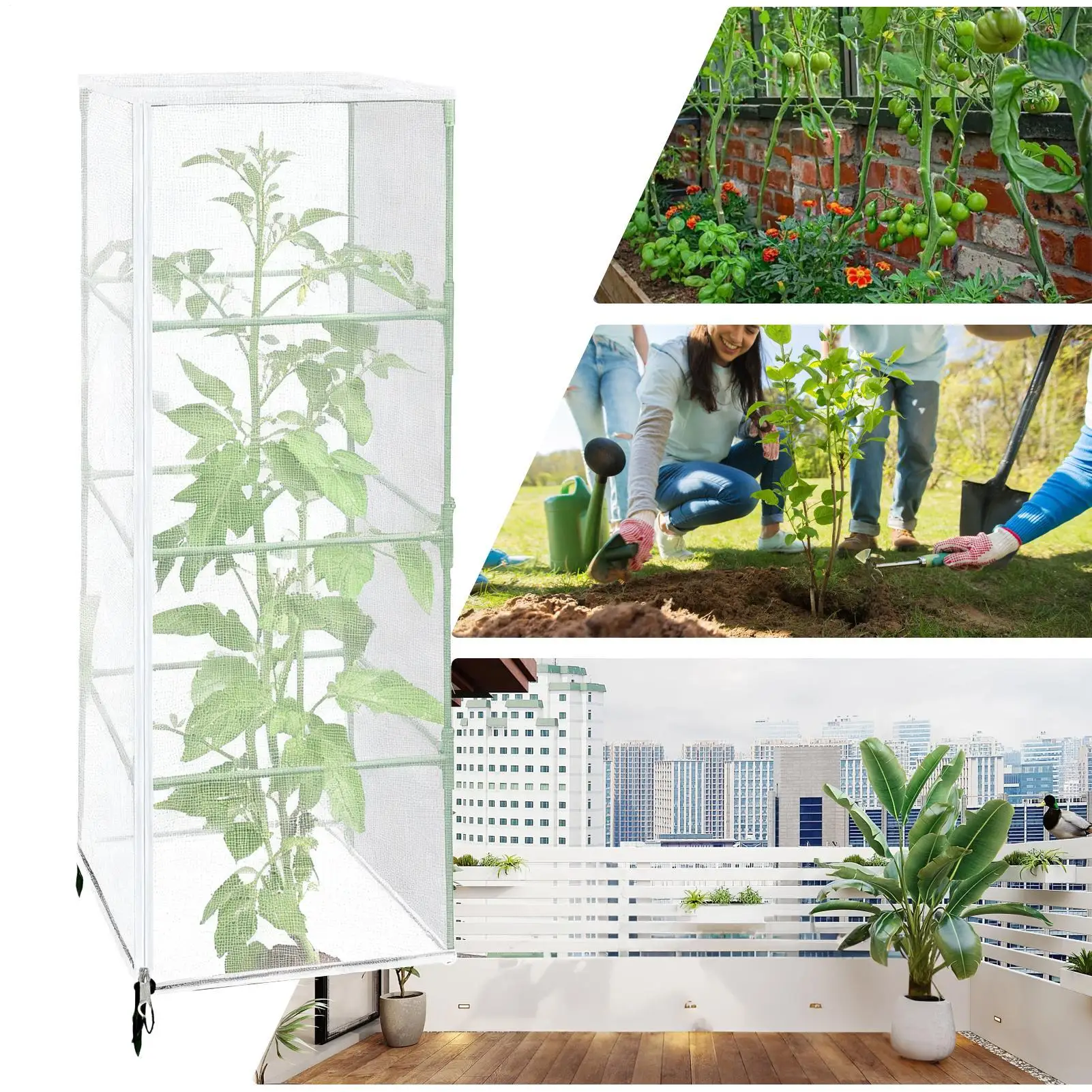 

Plant Netting Cover 59x17.7inch Square Protective Garden Net With Zipper Tomato Cage Trellis Net Cover For Fruits Vegetables