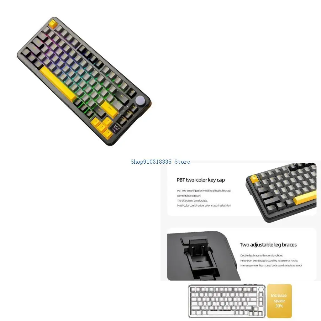 81Key Mechanical Keyboard Convenient Switches Replacement BT5/2.4G/USB C