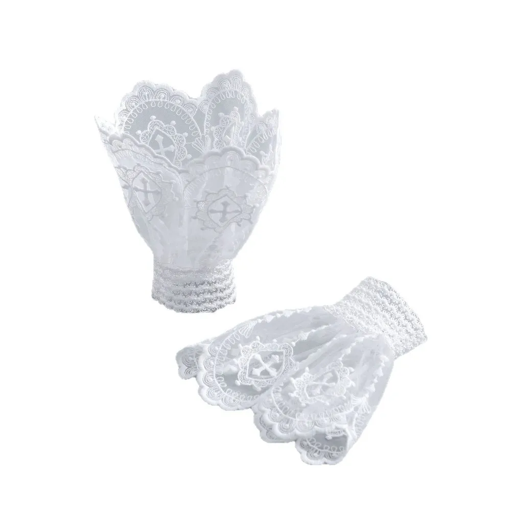 

Victorian Style Lace Jabot Collar Detachable Cosplay Accessory Wrist Cuffs Sleeves White Ruffled Fake Collar
