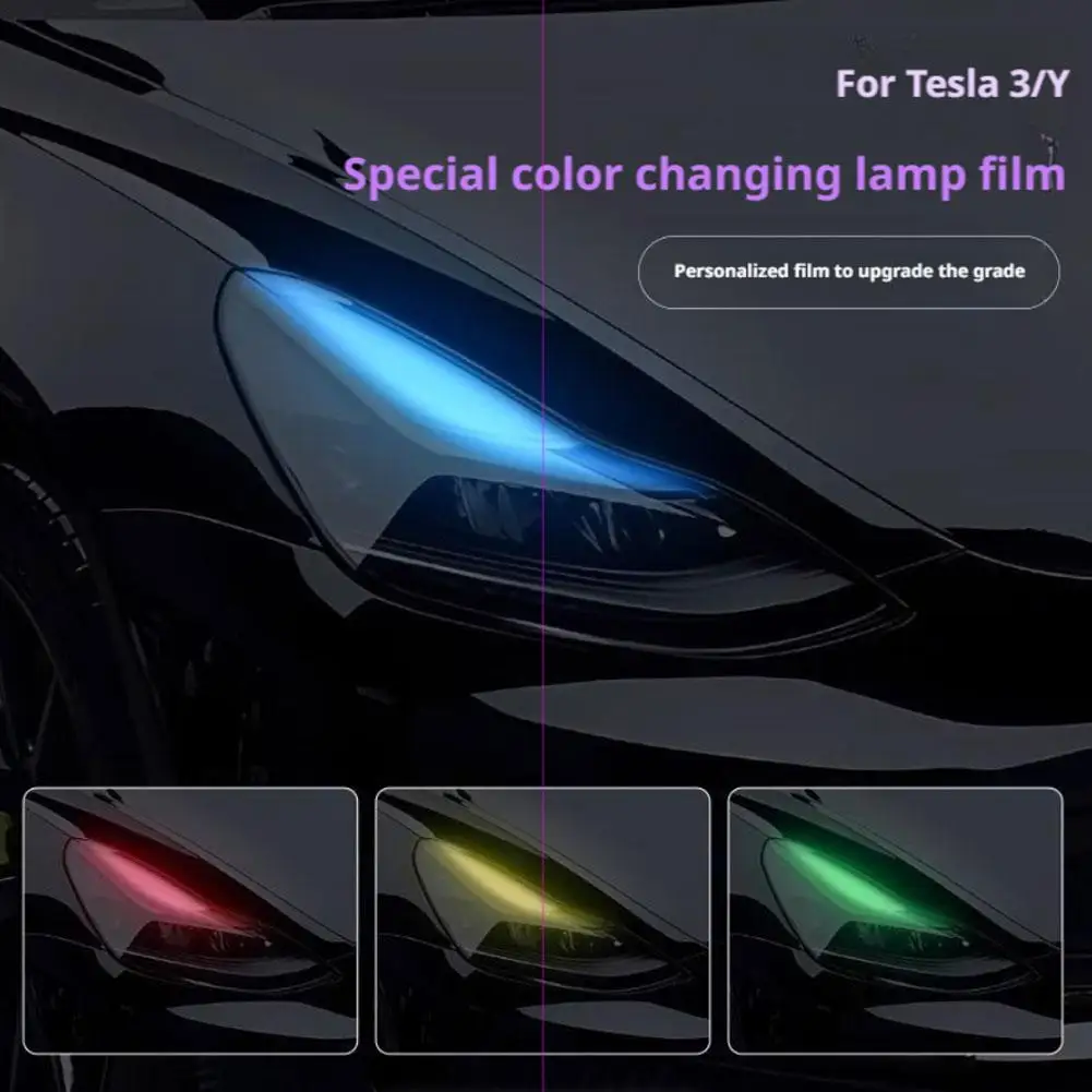 For Tesla Y Headlight Tint Vinyl Wrap Kit - DRL Daytime Running Light Color Change Film, Decorative Modification Sticker