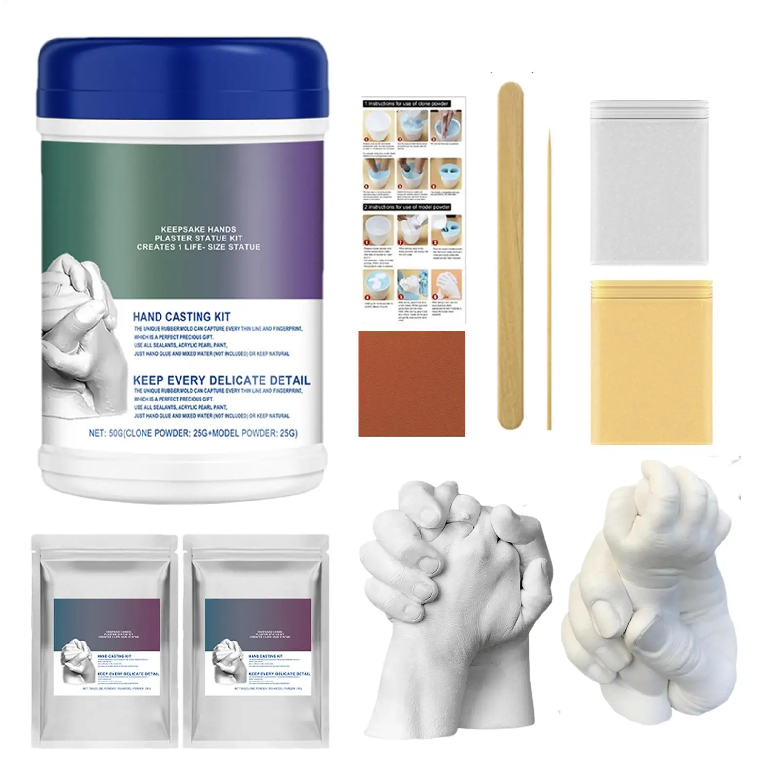 Hand Casting Kit Couples Mold-Maker For Hand Sculptures 3D Keepsake Hand Mold Kit Creative Alginate Molding Powder For Couples