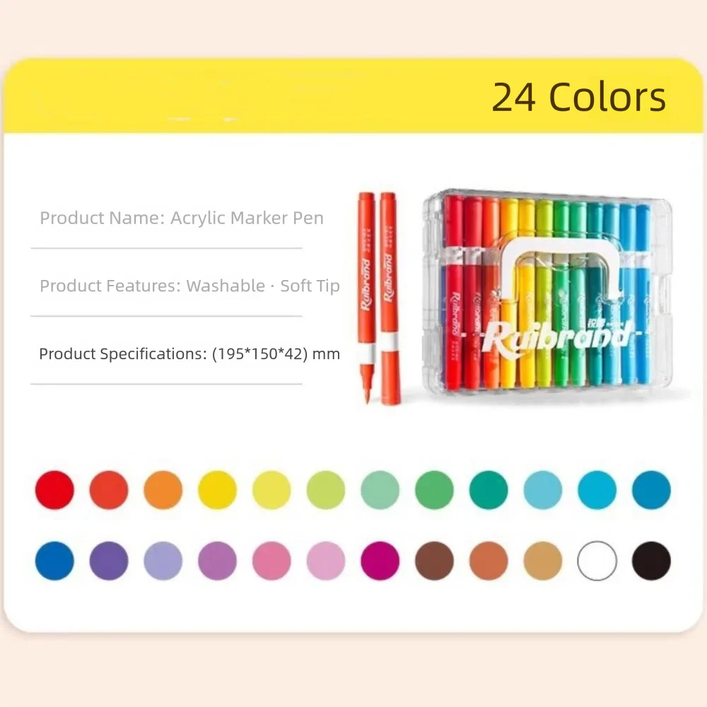 Neue 12/24 Farben Kunst Marker Stift Weichen Pinsel Acryl Farbe Stift Herausziehen Wasserdichte Farbe Marker Schule Schreibwaren