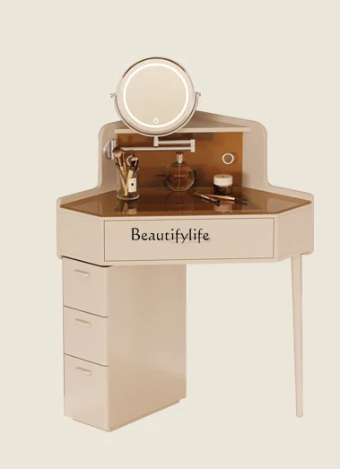 

French Cream Style Triangle Makeup Table Small Ultra-Narrow Small Apartment Cosmetic Cabinet