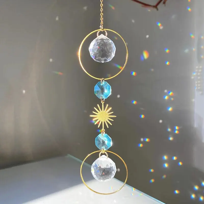 1pc Artificial Crystal Wall HangingSuitable For Weddings And Outdoors Sun Catcher Decorative Light And Shadow Wind Chime Pendant