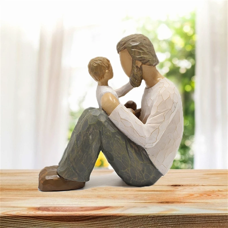 Resin Decor Father Son Miniature Family Figurine Ornament Modern Sculpted NEW arrival