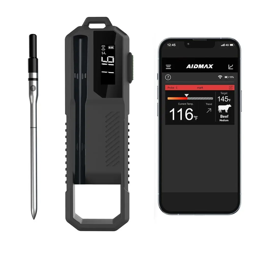 

Беспроводной умный термометр для мяса, удаленный мониторинг на расстоянии до 557 футов, специальное приложение, отслеживание температуры в реальном времени для контроля приготовления пищи