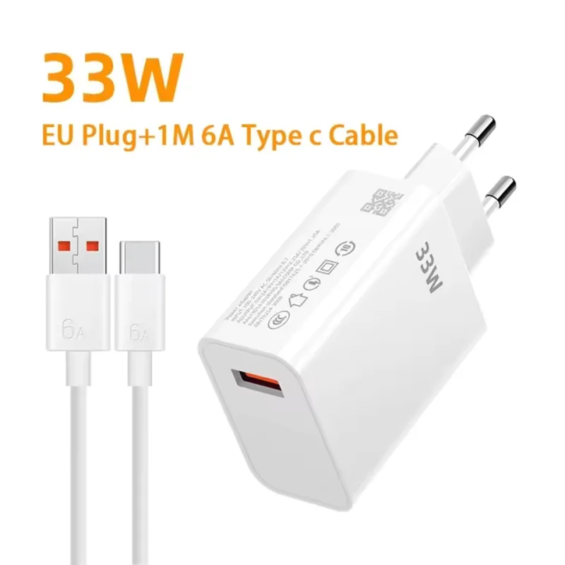 

Оригинальный 100% оригинальный кабель USB-C 33W для быстрой зарядки Xiaomi Turbo 6A, совместимый с Xiaomi, Samsung, Apple, с функцией экономии заряда.