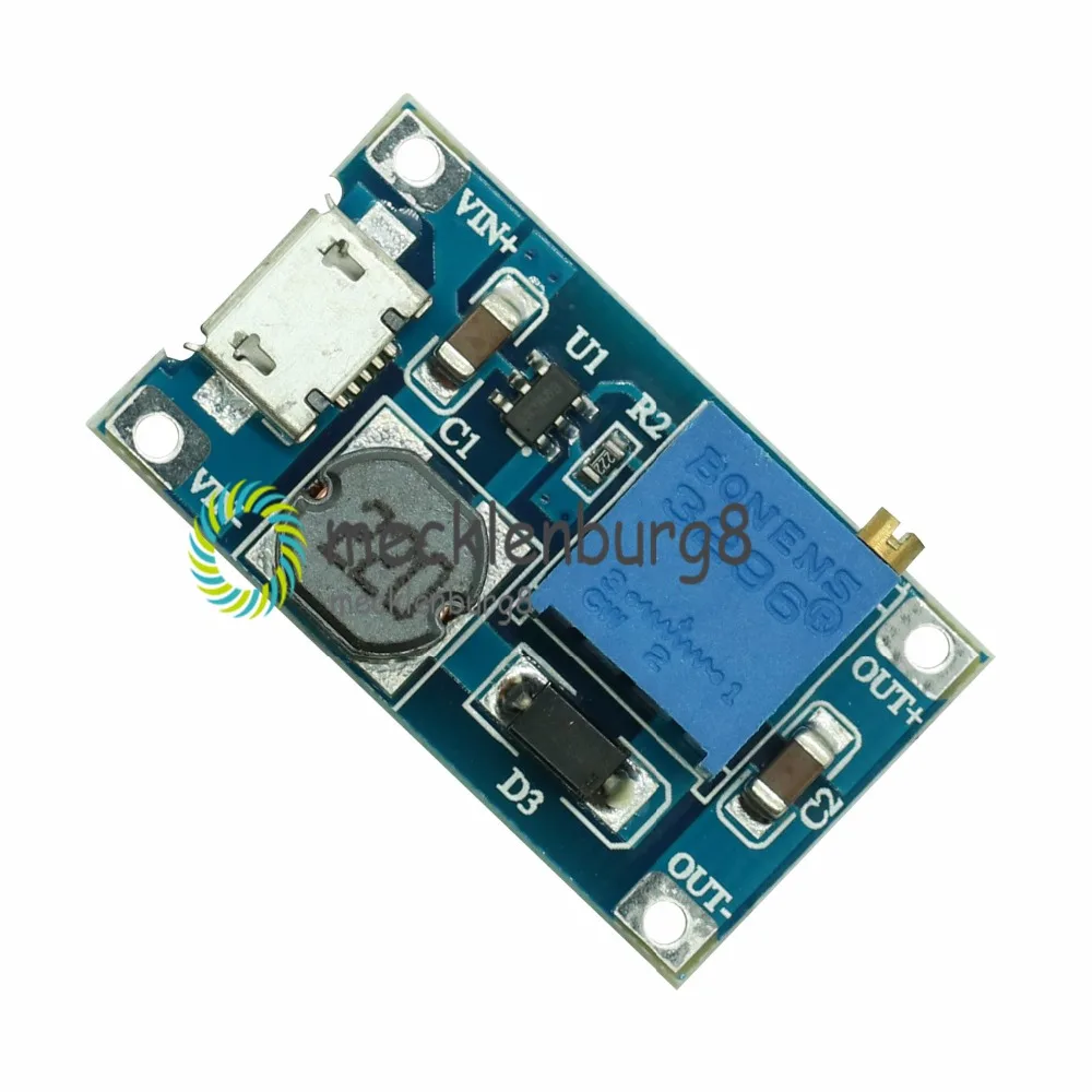 

DC DC Step Up Power Supply Booster MT3608 For Replace XL6009 Micro USB 2A Adjustable 2-24V To 28V Step-up Module