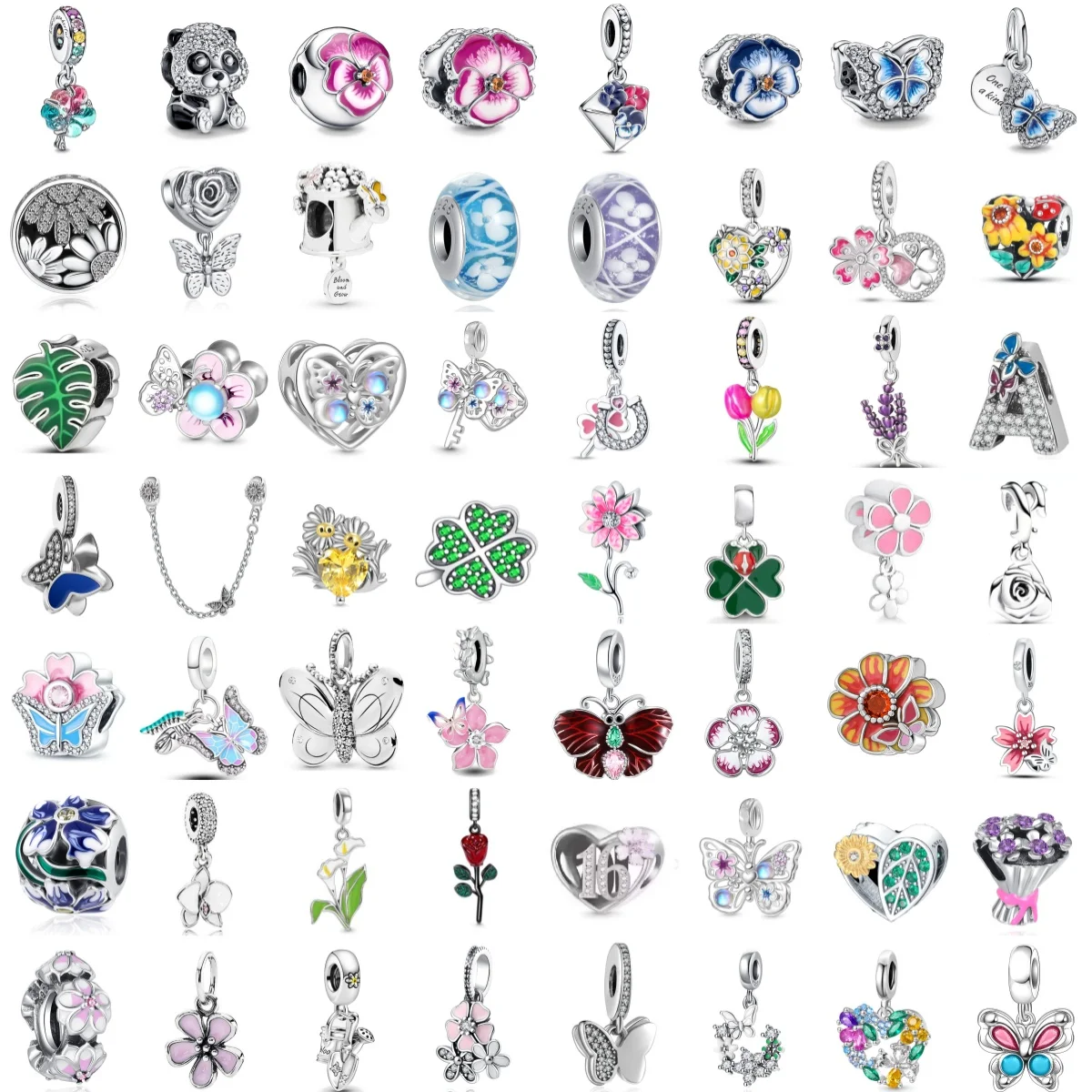 

2026 Серебро 925 пробы, весенний цветок, бабочка, серия клевер, ромашка, очаровательная стеклянная бусина, подходит для оригинального браслета, сделай сам, для женщин и девочек, ювелирные изделия
