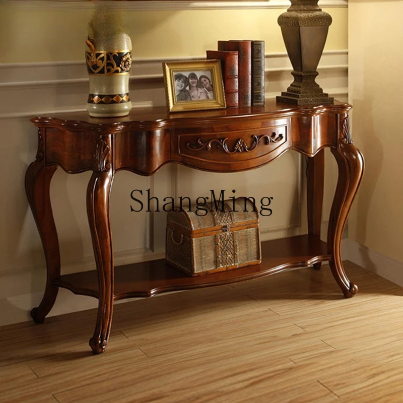 

CL Solid Wood Entryway Table Wall-Mounted Table Hallway Entryway Cabinet Sofa Side Table