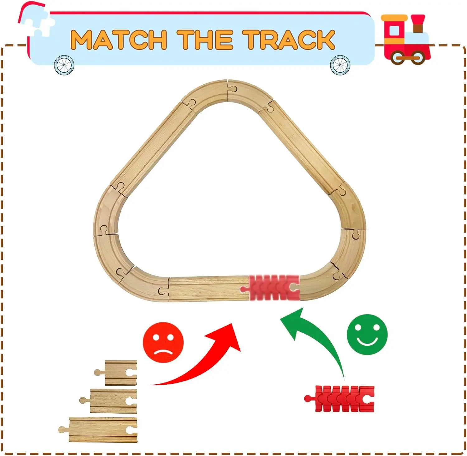 Zubehör für Holzeisenbahnschienen, 8er-Pack bunte, flexible Schienen, kompatibel mit allen großen Marken, Holzeisenbahnschienen, Weihnachtsgeschäft