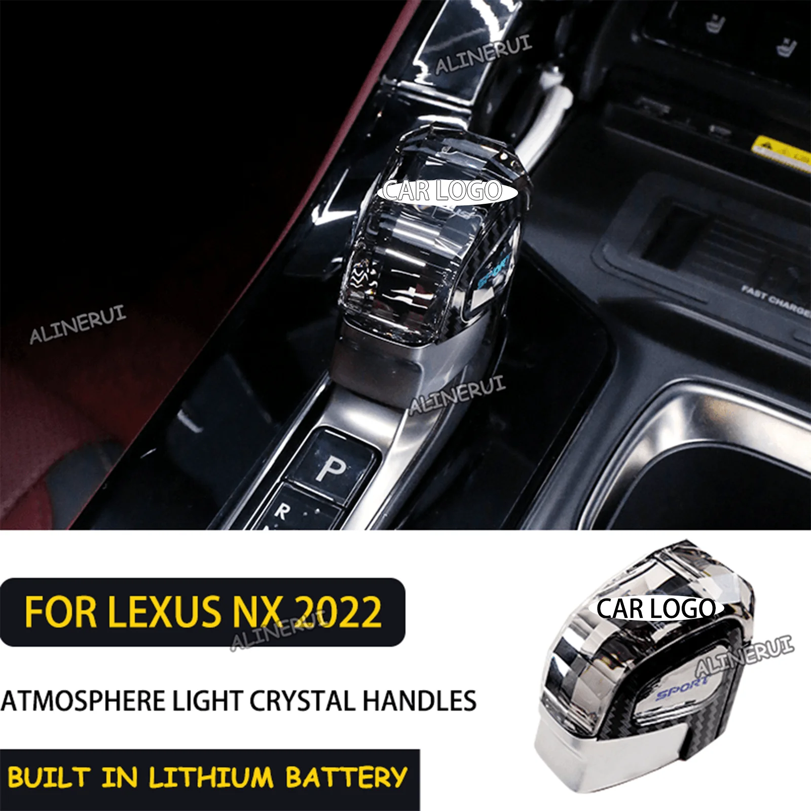 For Lexus NX260 NX350H NX400H RX350H RX450H Crystal Gear Shift Knob With Luminous Colorful Led Light Gearbox Handle Cover