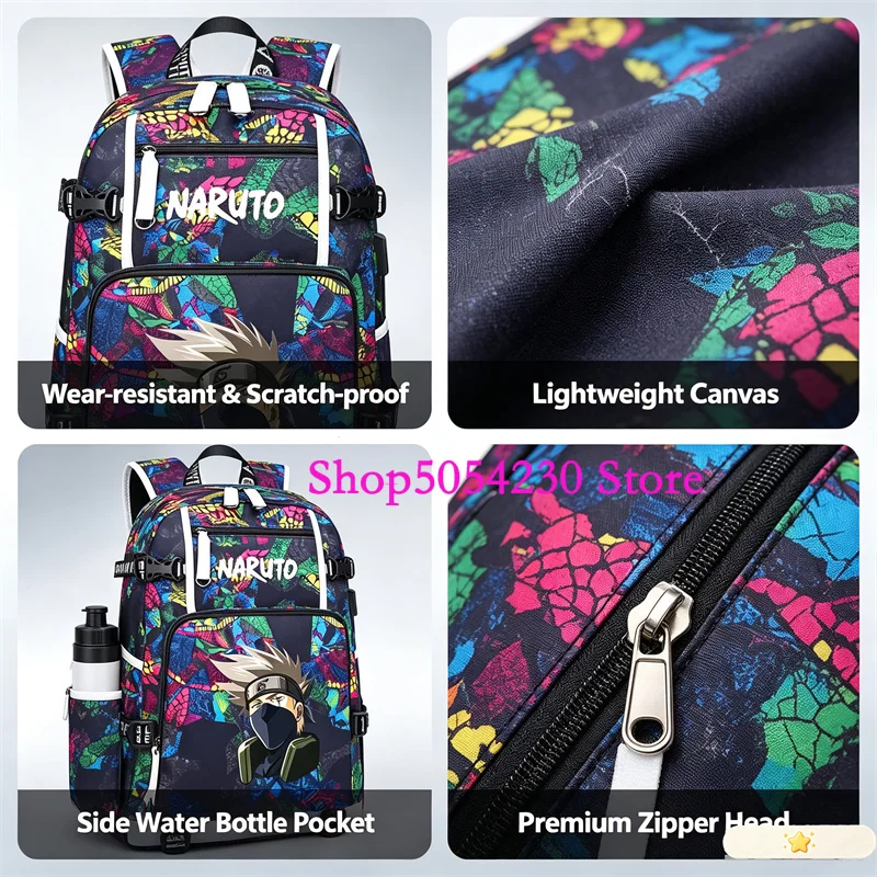 Bild 3: Naruto Legendary Sannin Jiraiya Rucksack, wasserabweisender Rucksack mit USB-Anschluss, Tasche mit mehreren Taschen für junge Pendler