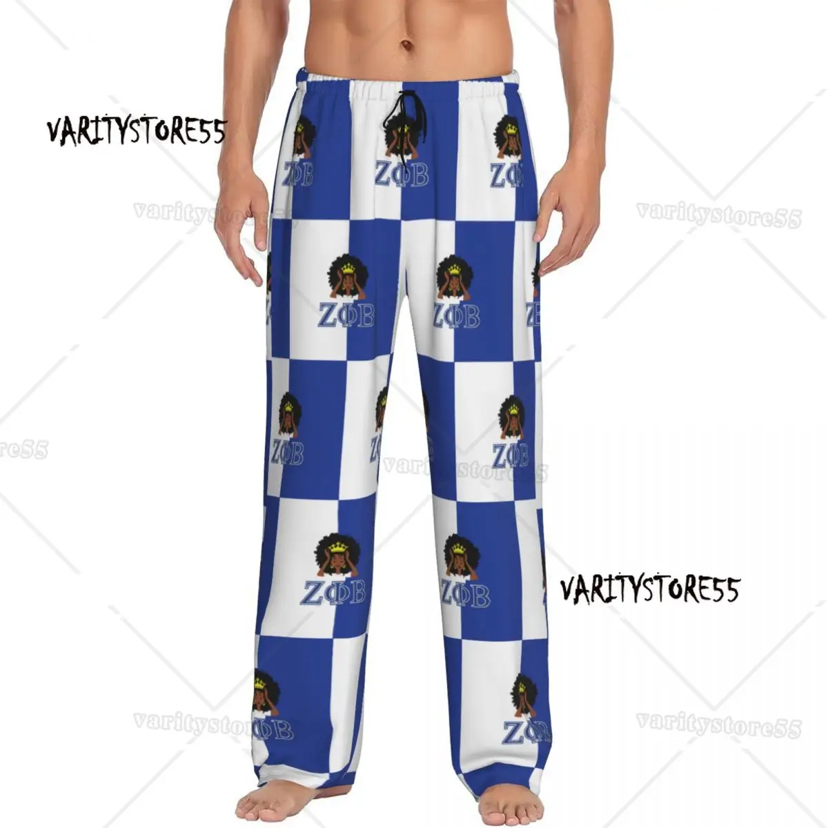 

Мужские пижамные штаны Zeta Phi Beta Sorority на заказ, ZOB, греческая буква 1920, одежда для сна с завязками для сна, низ с карманами
