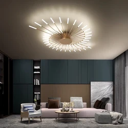 Modern Firework Led Chandeliers Lighting Lamp Home Decor Living Room Ceiling Lights Luminaria Bedroom Black Gold Spiral Lamparas