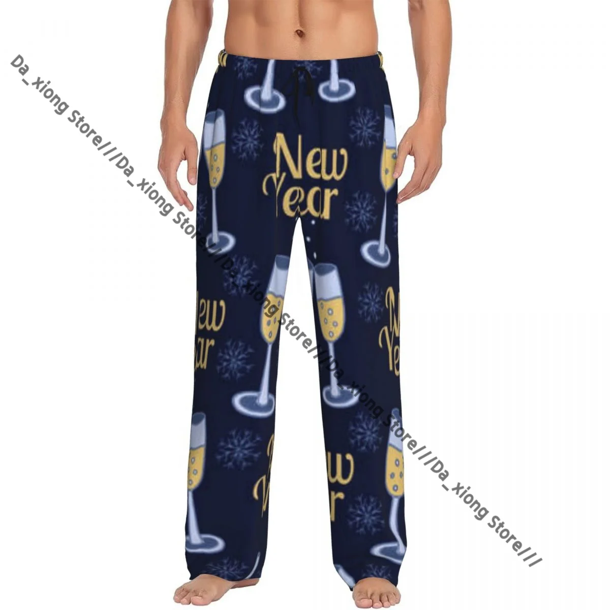 

Men Sleep Bottoms Male Lounge Trousers Men's Christmas New Year Packaging Pattern Pajama Pants