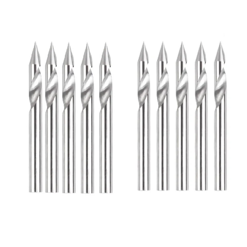 10 шт. фрезы с ЧПУ V Type1/8in с круглым хвостовиком, фреза 20/30/45/60 градусов для электроинструментов, аксессуары для сверл