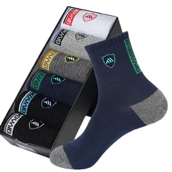 2024 New Autumn And Spring Men's Sports Socks Casual Color Matching Thick Warm Breathable High Quality Socks 5 Pairs EU38-47